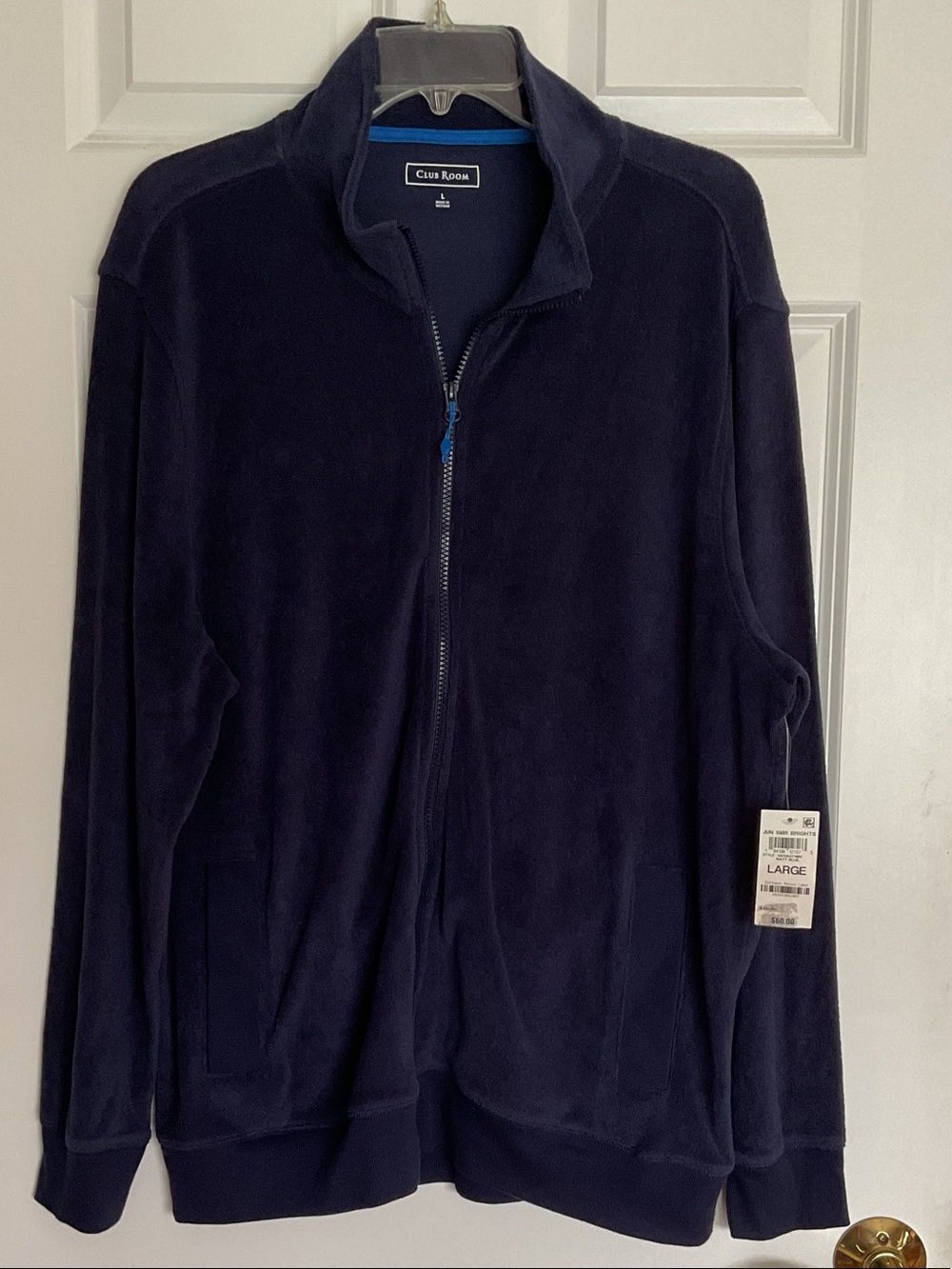 Club Room Men's Navy Blue Full-Zip Fleece Jacket